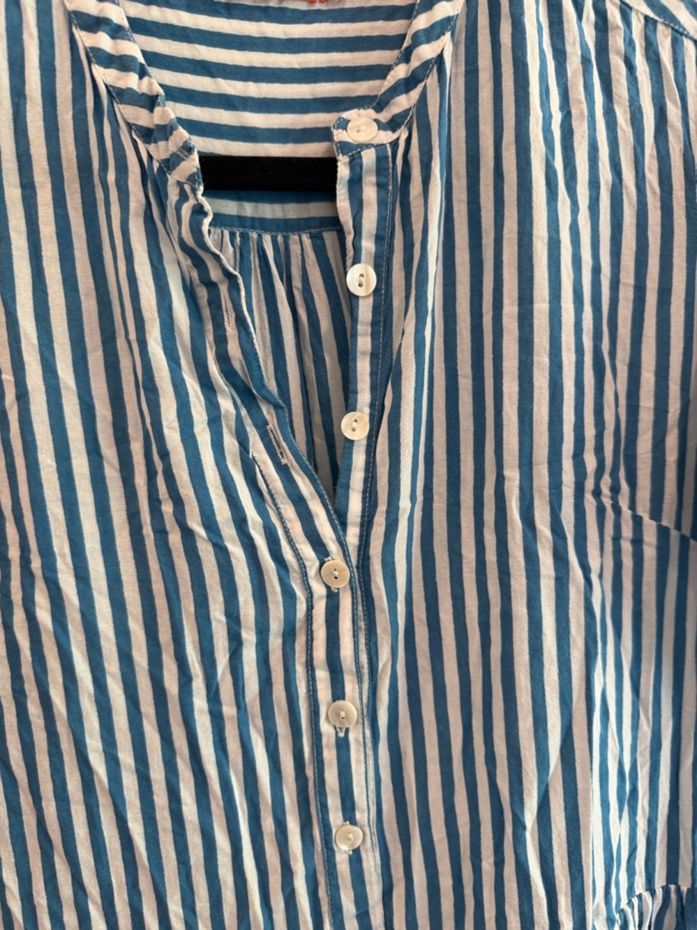 Oliphant Blue & White Striped Button-Front Tiered Maxi Dress - Picture 3 of 5